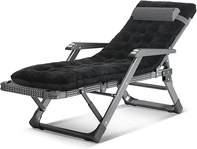 Extra Wide Recliner Chair with Padded Cushion and Footstool for Garden Patio Camping Folding Outdoor Sun Lounger for Ultimate Comfort