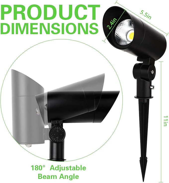 30W LED Landscape Spotlight Flag Pole Light110-260V Outdoor Spotlights Weatherproof Landscape Lighting with Stake US 3-Plug 8.2FT Cord 2PACK 3000LM(6000K Cool White)