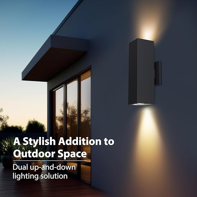Up and Down Lights Modern Exterior Lighting Fixtures 11.8 Outdoor Porch Light IP65 Waterproof Outside Lights for House Garage PatioE26 Bulbs not Included - 1 Pack