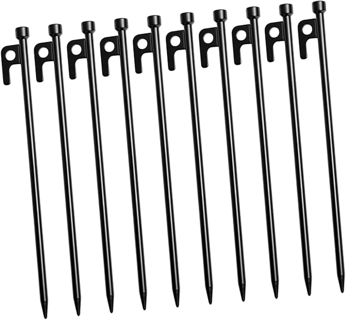 10Pcs Heavy Duty Ground Stakes for Tents Multi Function Outdoor Pegs for Camping and to Install and Soil Anchors Includes Storage Bag for Beach