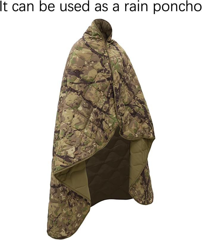 Poncho Liner Military Outdoor Camping Blanket for Travel Beach Grass Picnic Car Emergency Outdoor Survival