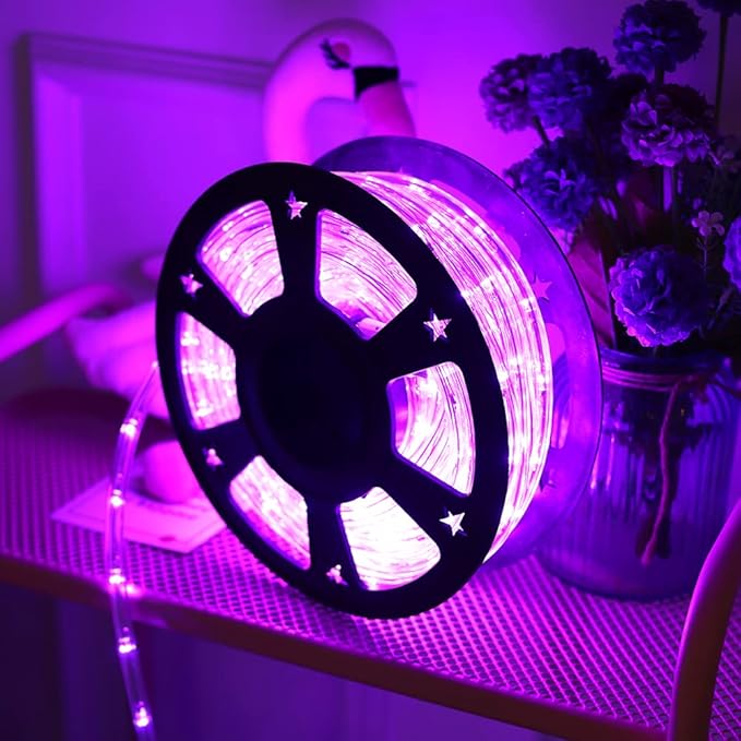 50ft 360 LED Purple Rope Lights 110V Connectable Purple Led Strip Lights Halloween Decoration Outdoor Lights for Deck Patio Pool Camping Landscape Bedroom Christmas Decor