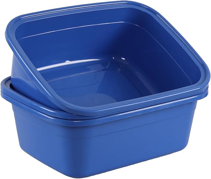 18 Quart Plastic Wash Basin 3 Pack Rectangular Dishpan Tub Dark Blue