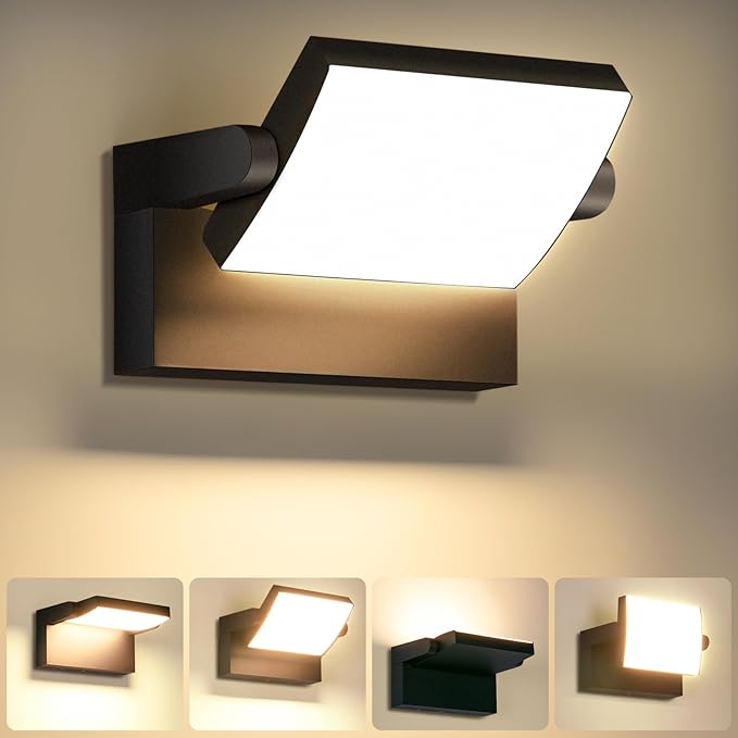 Outdoor LED Wall Lights 40W Black Flood Lights 350°Rotation Exterior Lighting Fixture Commercial Security 3000K Waterporof for Barn Yard Garage Building Area Backyard