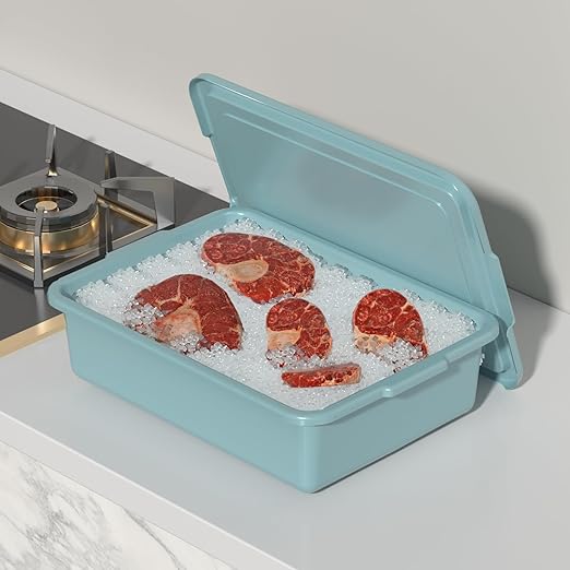 Bus Tubs Commercial 13 L Meat Tubs with Lids Mint Green 3 Pack