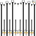 10Ft String Light Poles 6 PackLight Poles for Outside LightsOutdoor with Fence Brackets Hanging LightsMetal Stand Deck Patio Backyard
