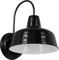 Design House Mason Farmhouse Gooseneck Barn Light Outdoor Exterior Porch or Patio Wall Light Fixture Satin Black 10 Inch Diameter 1-Pack 588830-SB