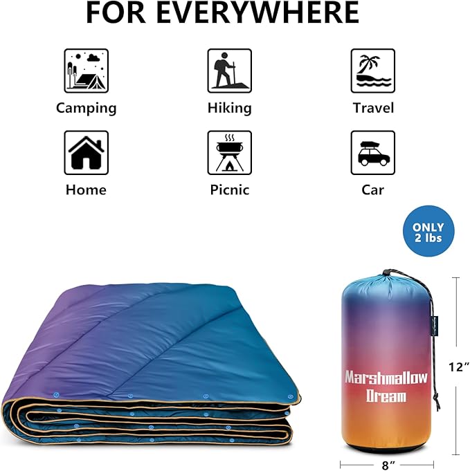 Camping Blanket Puffy Blanket Lightweight Windproof Water Resistant for OutdoorsHiking BackpackingBeachCarPicnicStadium