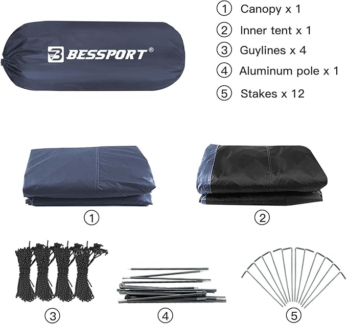 Bessport Camping Tent for 2-3 Person Lightweight Backpacking Tent Waterproof Windproof Two Doors Easy Setup Double Layer Outdoor Tents for 3 to 4 Seasons Suitable for OutdoorHikingCamping