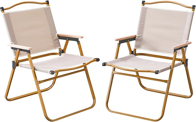BOOSDEN Camp Chair Portable Outdoor Wide Folding Camping Chairs Ultralight Beach Chair with Wooden Handle for Picnic Lawn Leisure Park Travel Hiking Fishing2Pack