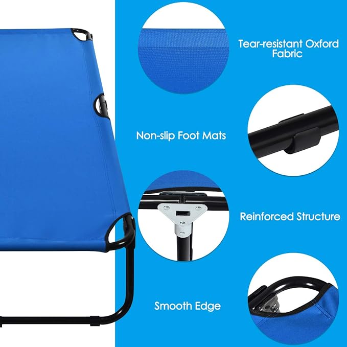 COSTWAY Folding Camping Bed Outdoor Portable Military Cot Sleeping Hiking Travel Blue