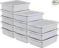 12-pack 13 L Bus Box with Lid Restaurant Bus Tubs/Plastic Dish Tub Light Gray