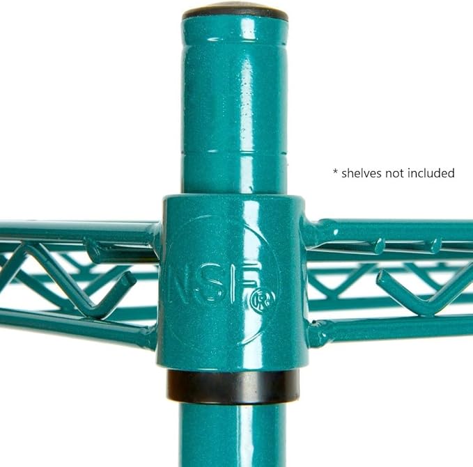 TrueCraftware- 8” Green Epoxy Wire Shelving Posts with Leveling Foot Set of 4- Commercial Shelves Wall Mounted Metal Shelving for Restaurant Bar Utility Room Kitchen and Garage