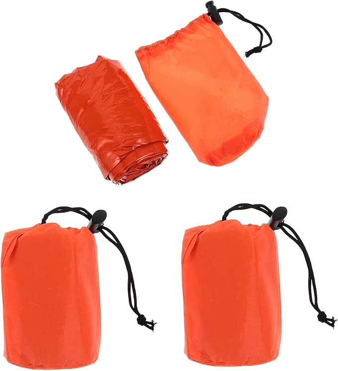 3 Set Outdoor Portable Thermal Emergency Bivy Sack with Compression Storage for Camping Hiking and Survival