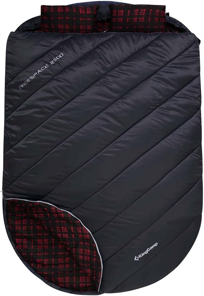 KingCamp Double Sleeping Bag for Adults Queen Size 2 Person XXL Flannel Sleeping Bag Waterproof Lightweight Flannel Quilt with 2 Pillows Perfect for Couples Family Camping Hiking