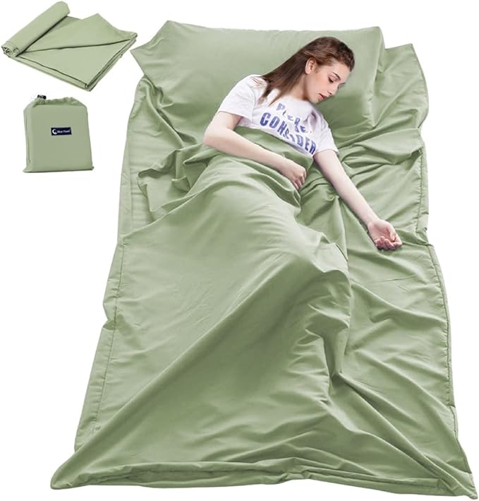 Sleeping Bag Liner Travel Sheets for Hotel Camping Sheets Travel Bed Sheets for Hotel Lightweight Single &ampDouble Compact Sleeping Bag Sack Breathable Travel Sleeping Bag for Hotels Adult Compact S