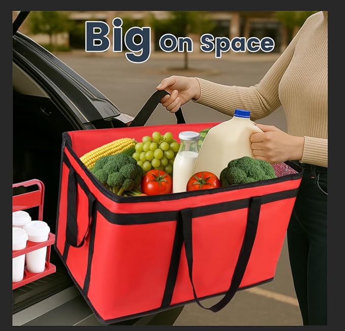 Cooler Insulated Food Delivery Bag &amp Drink Carrier with Hard Bottom XXX-Large Grocery Catering Travel Thermal Frozen Carrier Pizza Bags for Commercial Delivery Cold Warmer Accessories