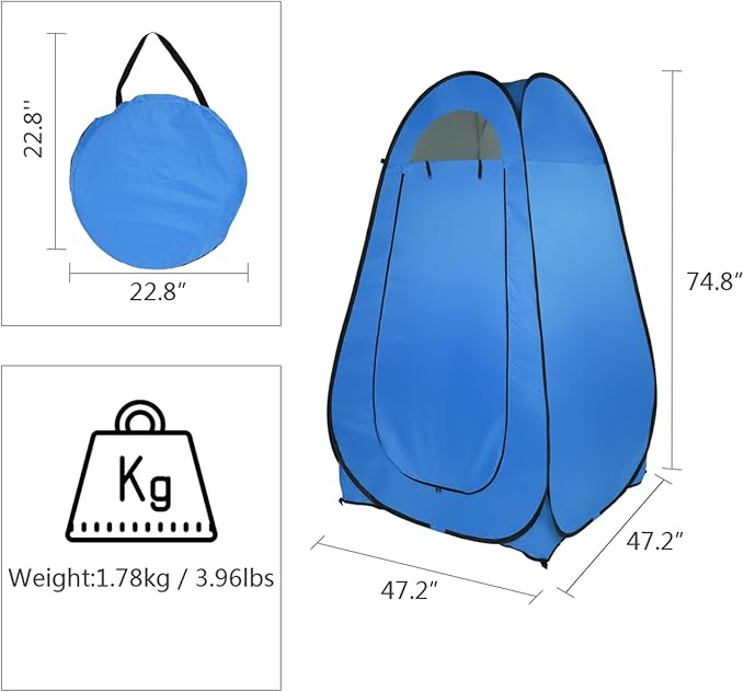 Privacy Shower Tent1-2 Person Portable Pop Up Toilet Shower Tent Changing Room Dressing Tent Camping Shelter