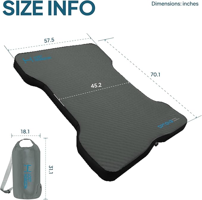 LOSTHORIZON Truck Bed Camping Air Mattress with Foam Self Inflating Sleeping Pad for Full Size 6-6.5FT with Air Pump 4.5 Thick