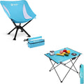 VILLEY Portable Folding Chair Lightweight Camping Chair &amp Folding Camping Table with 2 Cup Holders &amp Carry Bag