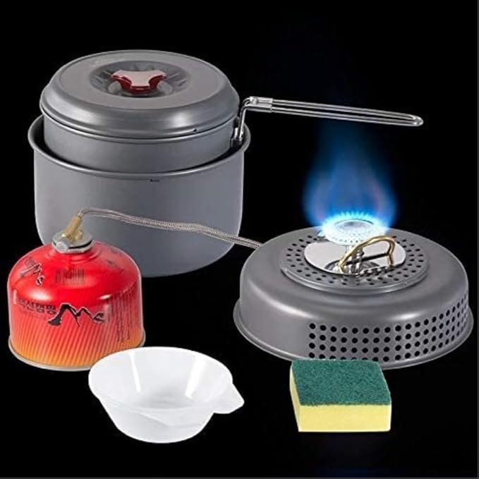 Camping Campfire Utensils Boiler Cradle Pot Stove Base Bowl Dish Sponge Set Portable Cookware Cookout for Outdoor Camping Backpacking Gear