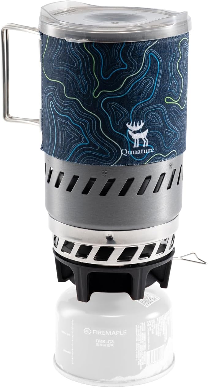 Camping and Backpacking Stove System Integrated Portable Camping Stove 600ML 1700W Lightweight Mini Outdoor Burner Camp Cooking gear for Hiking HuntingTrips and Fishing Black