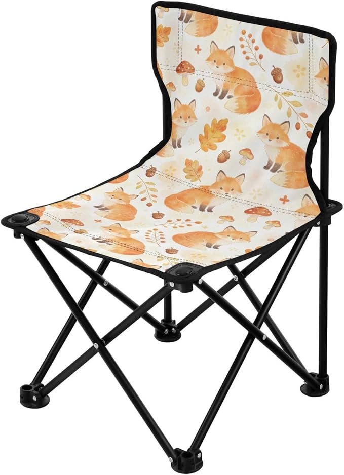 Foldable Camp Chairs for Adults Fox Watercolor Beach Chair Backpack Lightweight Backpacking Includes Carry Bag Fishing