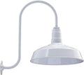 Steel Lighting Co. Gardena Barn Light | Outdoor Wall Mounted | 16 Dome | Upslope Gooseneck | Farmhouse Light Made in America | White Exterior/White Interior