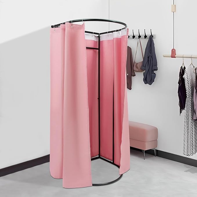 Portable Fitting Room Changing Booth 78.7 High Privacy Pop-Up Tent with Curtain 66lbs Capacity for Retail Events Beach Camping Photography Studio (Pink)