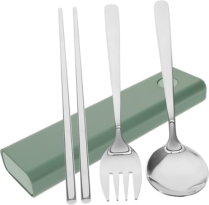 1 Set Set Fork Spoon Chopsticks Stainless Steel Utensils Set Serving Utensils Stainless Steel Travel Cutlery Travel Utensils Spoon and Chopstick Set Chopstick Chopstick Rest