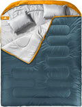 MEREZA Double Sleeping Bag for Adults Mens with Pillow XL Queen Size Two Person Sleeping Bag for All Season Camping Hiking Backpacking 2 Person Sleeping Bags for Cold Weather &amp Warm