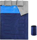 oaskys Double Sleeping Bag for Adults with 2 Pillows - Queen Size XL Waterproof Sleeping Bag for All Season Camping Hiking Backpacking 2 Person Sleeping Bags for Cold Weather &amp Warm