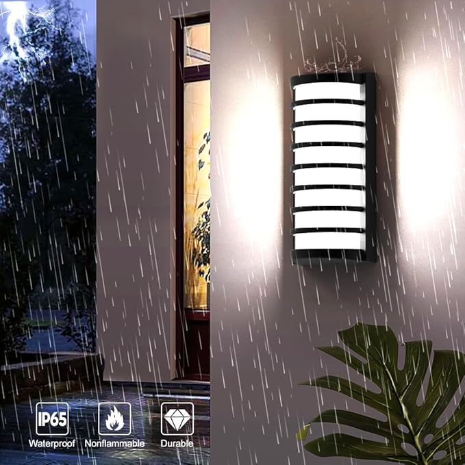 Sytmhoe Modern Outdoor Wall Sconce LightsLED Exterior Wall Light Fixtures6000k Cool White Wall Mounted LED LampsBlack Porch&ampPatio Light for HouseIP65 Waterproof for Hallway Stairs Gardens(6000