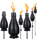 Metal Citronella Torches 6 Pack Torches Garden for Outside 60 inch Flickering Flame Citronella Outdoor Light TorchMetal Torches for Outside Camping Patio Pathway Table Torch(Jet Black)