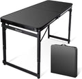 4FT x 2FT Folding Camping Table with Aluminum Alloy Legs Adjustable Height Portable Outdoor Picnic Table for Camping Travel Parties Kids Crafts and Market Vendor Use