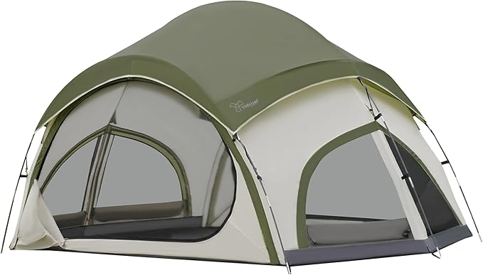Vidalido 3-4 Person Camping Tent with 2 Large Mesh Door 4 Mesh Window Family Tents Double Layer Waterproof Portable Easy Setup Camp Tent Canvas Dome Tents for Camping Outdoor Hiking and Backpacking