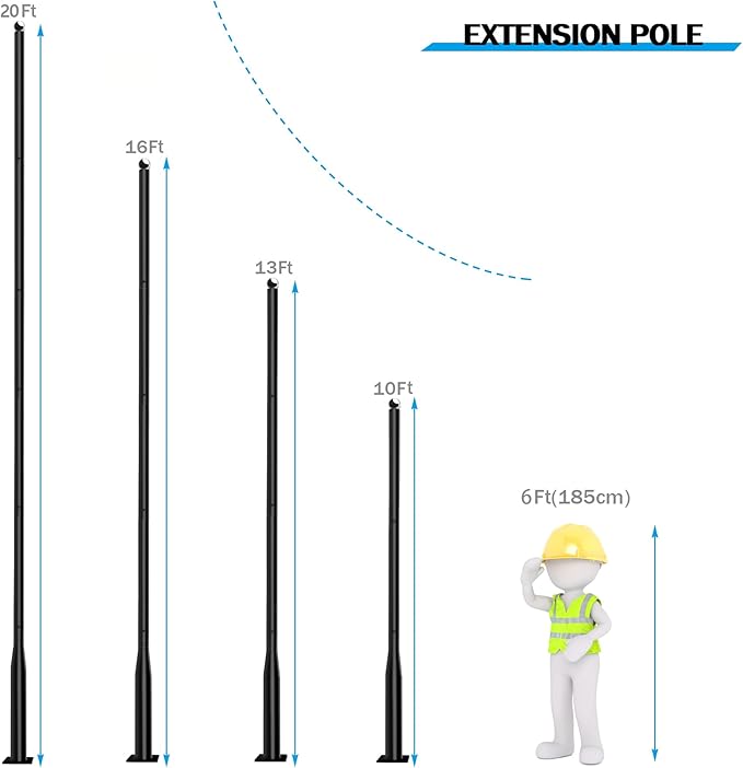 Street Light Pole 13FtStreet Light Poles for Outdoor Lighting Solar Street Light Pole Accessory for Street Patio Backyard Basketball Court Park
