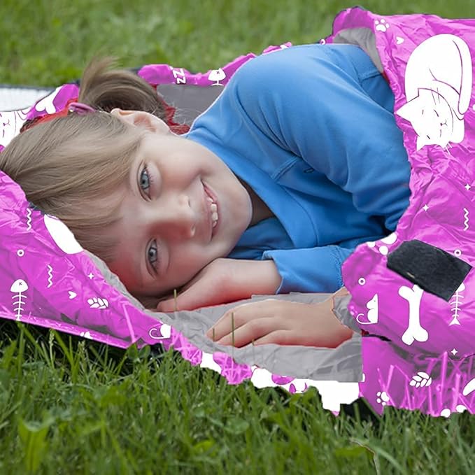 KidzAdventure Mummy Style 32 – 59F Kids Sleeping Bag with Pillow Sleeve 4 Season Lightweight and Backpacking Style Ideal for Camping Sleepover Boys Girls Youth and Toddlers