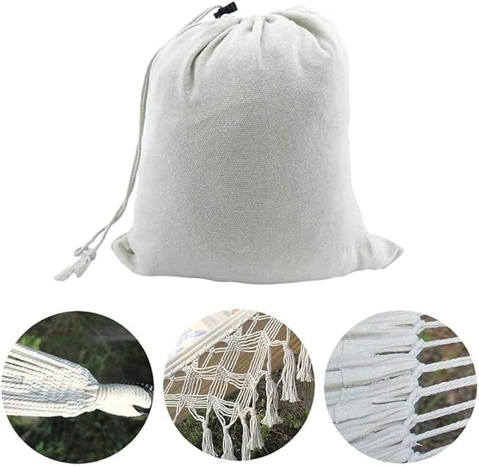 Deluxe Double Hammock Canvas Macrame Fringed Net Swing Chair Portable Hanging Swing Hammock for Camping Bedroom Garden Patio and Porch
