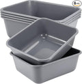 Set of 6 Plastic Bus Tubs Commercial Bus Tote Box 14 L Rectangle Utility Tubs Gray