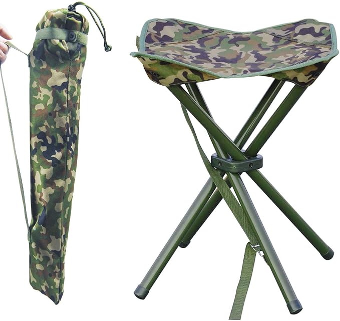 JSHANMEI Camping Stool Portable Folding Stool for Outdoor Hiking Fishing Travel Deluxe 4 Leg Support 300 lbs