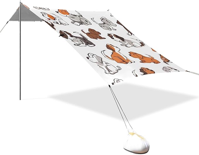 Comical Dogs Camping Sun Shelter Beach Tent Portable Beach Sun Shade Outdoor Canopy for Camping Trips Fishing Picnic