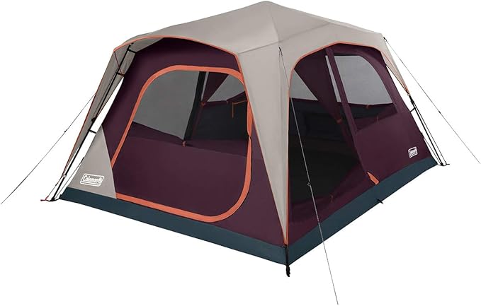 Coleman Skylodge Camping Tent with Instant Setup 4/6/8/10/12 Person Weatherproof Family Tent with Pre-Attached Poles Convertible Screen Room and Room Divider Sets Up in About 1 Minute