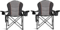 Oversized Camping Chair Heavy Duty- Portable Folding Chair Cup Holder &amp Waterproof Phone Case for Adults Beach Hiking Backyard (Black &amp Gray 2 PCS)