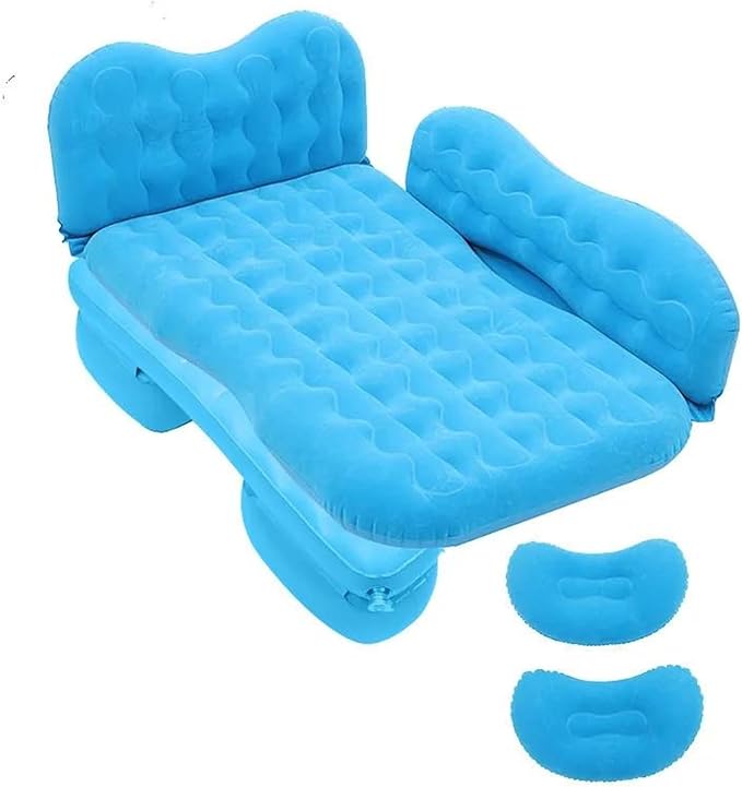 Camping Inflatable Mattress Car Inflatable Mattress Multifunctional Travel Bed SUV Seat Cushion Portable Inflatable Mattress (Blue)