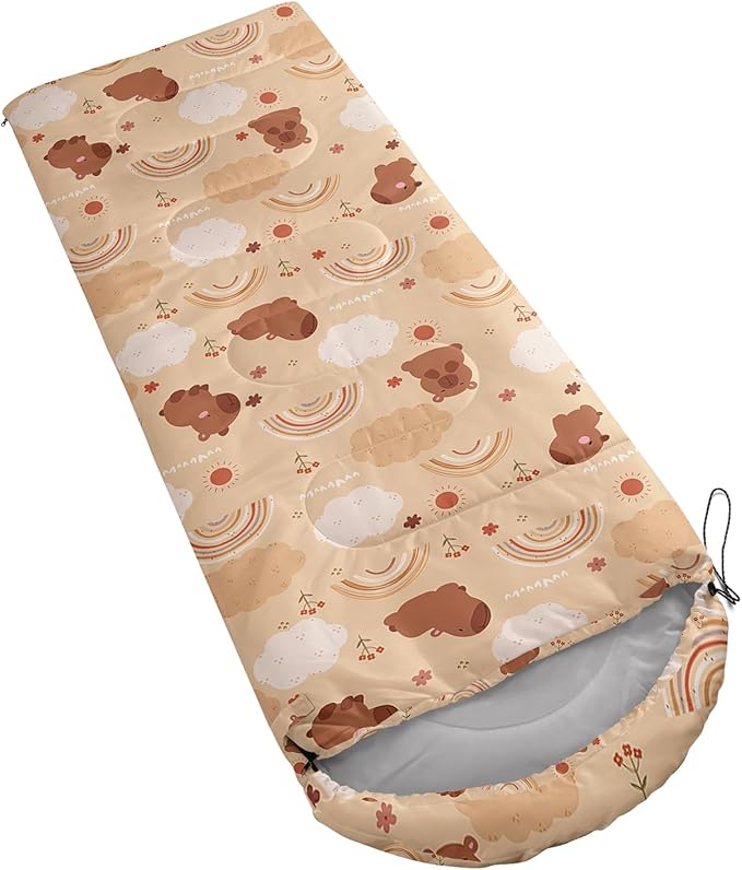AILONEN Cartoon Camping Sleeping Bag for Boys Girls AdultsLightweight &amp Waterproof3 Season Warm &amp Cold WeatherPortablePrinted Sleeping BagTravelingCampingHiking