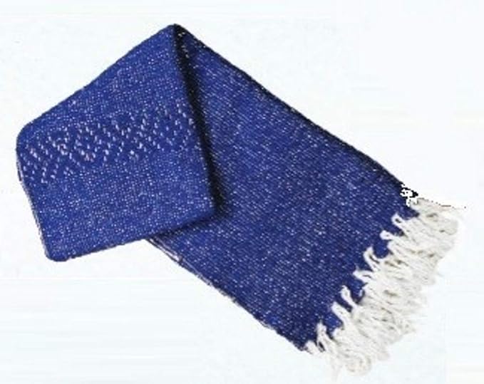 Solid Color Mexican Falsa Woven Beach Blanket 48 x 72 - Tan Blue Red - 100% Comfy Acrylic Hand Woven - Yoga Blanket