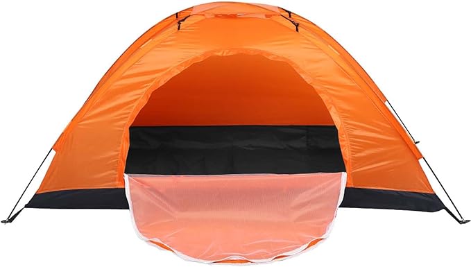 Haofy Outdoor Tent Lightweight Portable Single Person Camping Tent with Round Door and Skylight for Camping Fishing Climbing (Orange)