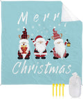 Beach Blanket Waterproof Sandproof OversizedMerry Christmas Cute Winter Gnomes Beach Mat with Corner Stakes Sand PocketsRed Plaid Snowflake Hat Outdoor Picnic Mat for Travel Camping 108x84In