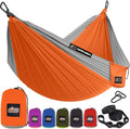 GORILLA GRIP Durable Camping Hammock with Heavy Duty Tree Straps Portable Hammocks for Outside Easy to Use Travel Swing Chair Outdoor Camper Hiker Essentials Backpacking Gear Gifts Double Orange